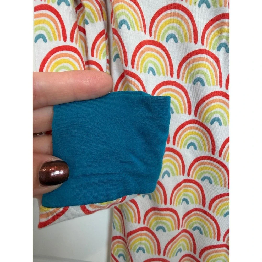 34.Little Sleepies Rainbow Bamboo Zippy Pajamas 18-24 Months Teal Trim LS